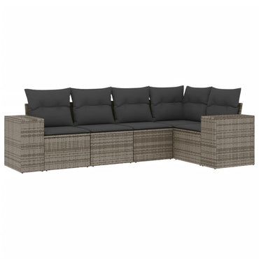 vidaXL Ensemble de canapés de jardin 5 pièces avec coussins en rotin synthétique gris