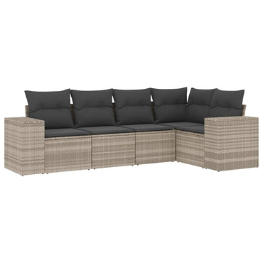 vidaXL Ensemble de canapés de jardin 5 pcs avec coussins Gris clair résine tressée