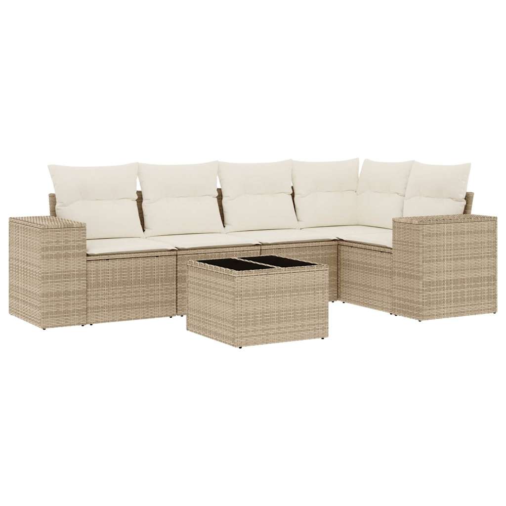 vidaXL Salon de jardin 6 pcs avec coussins beige résine tressée