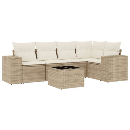 vidaXL Salon de jardin 6 pcs avec coussins beige résine tressée