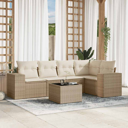 vidaXL Salon de jardin 6 pcs avec coussins beige résine tressée
