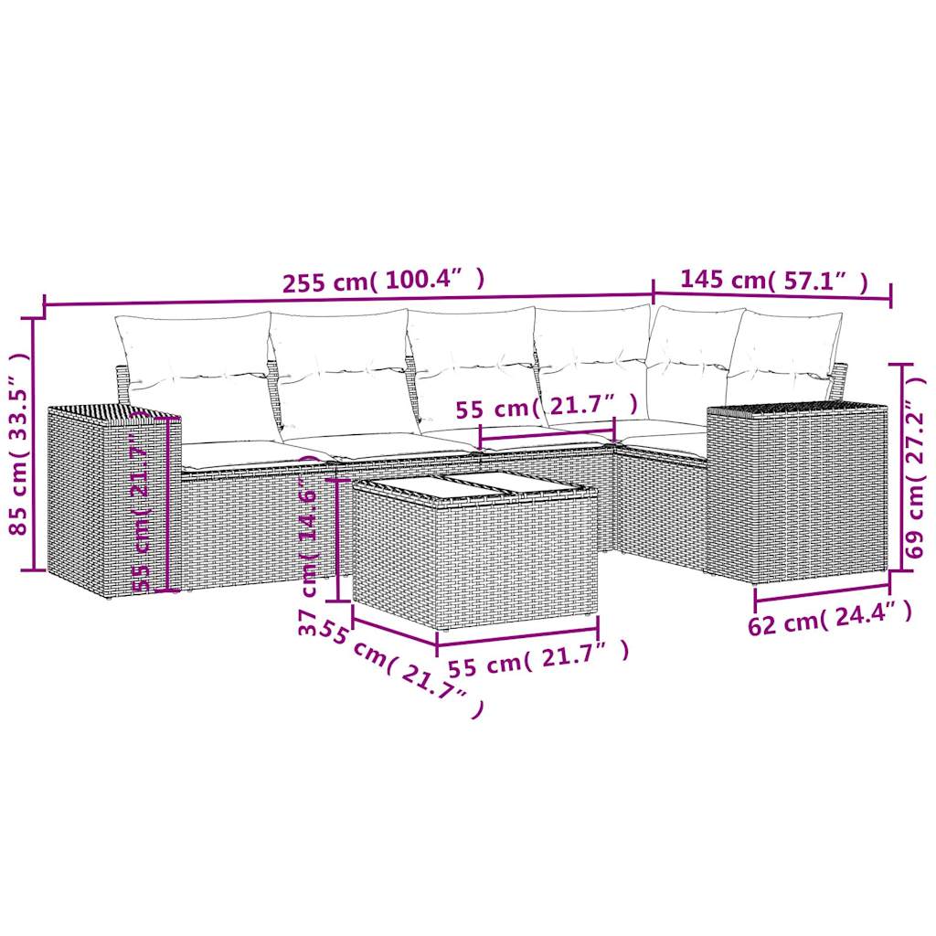 vidaXL Ensemble de canapés de jardin 6 pcs avec coussins gris résine tressée