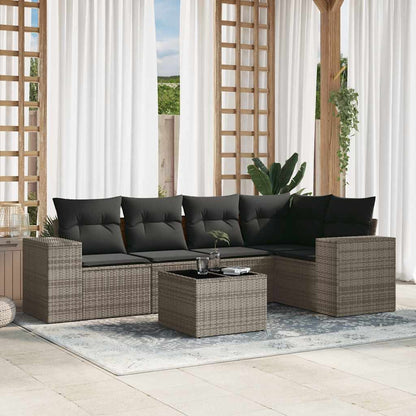 vidaXL Ensemble de canapés de jardin 6 pcs avec coussins gris résine tressée