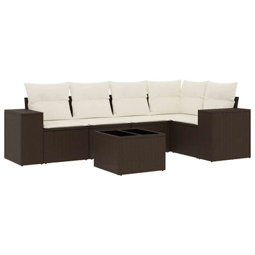vidaXL 6-tlg. Garten-Sofagarnitur mit Kissen Braun Poly Rattan
