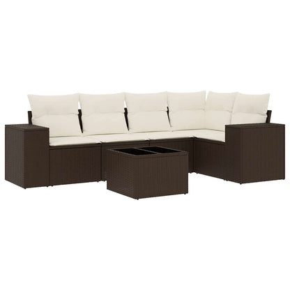 vidaXL Salon de jardin 6 pcs avec coussins Marron Résine tressée