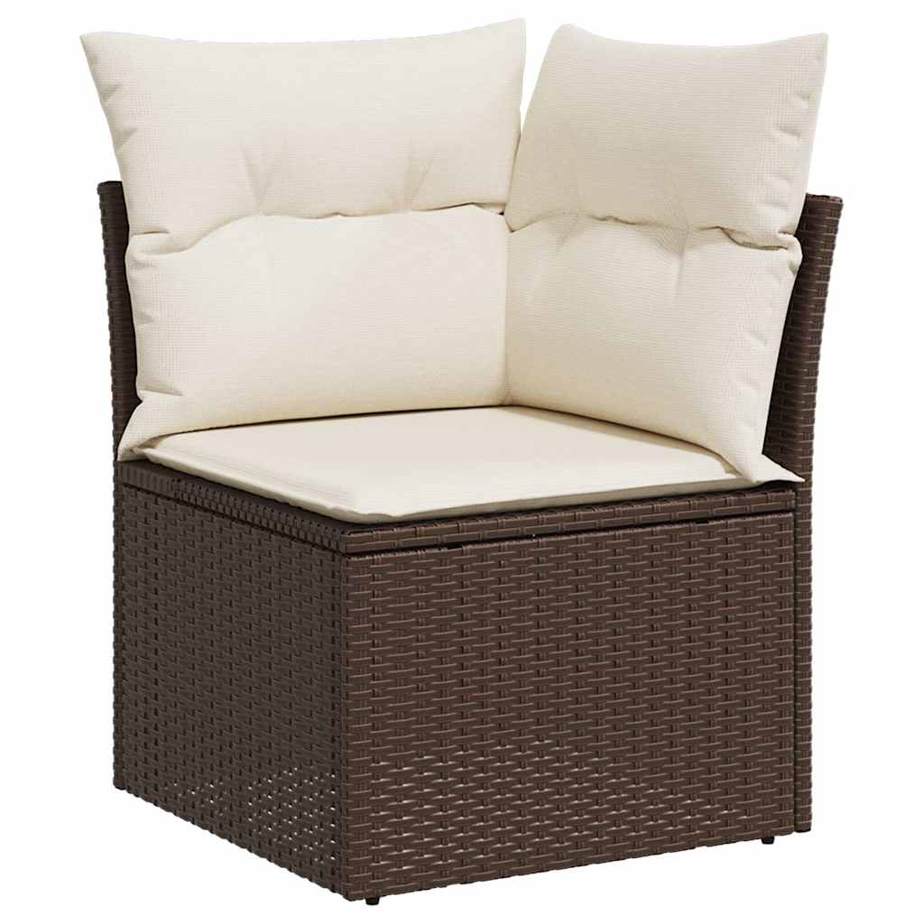 vidaXL Salon de jardin 6 pcs avec coussins Marron Résine tressée
