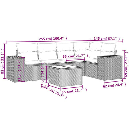 vidaXL Salon de jardin 6 pcs avec coussins Marron Résine tressée