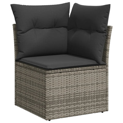 vidaXL Salon de jardin 9 pcs avec coussins Résine tressée Gris