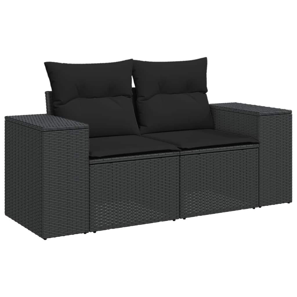 vidaXL Salon de jardin 10 pcs avec coussins Noir Résine tressée