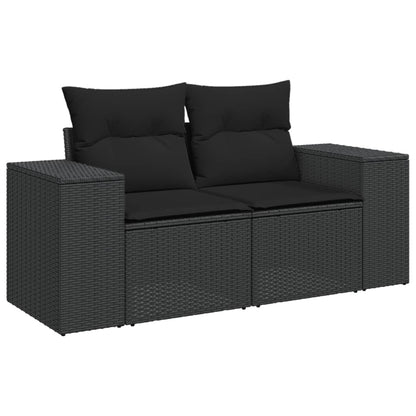 vidaXL Salon de jardin 10 pcs avec coussins Noir Résine tressée