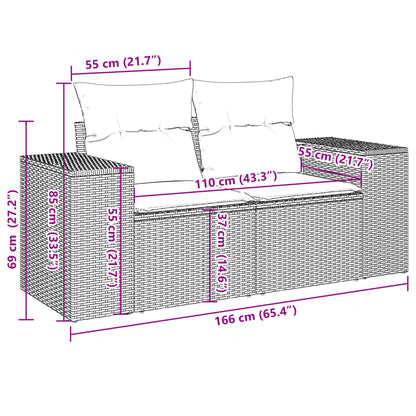 vidaXL 11-tlg. Garten-Sofagarnitur mit Kissen Beige Poly Rattan