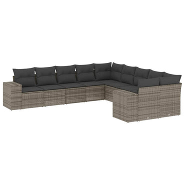 vidaXL Salon de jardin 10 pcs avec coussins résine tressée gris