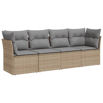 vidaXL Ensemble de canapés de jardin 4 pcs avec coussins en résine tressée beige