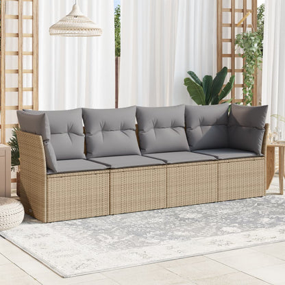vidaXL Ensemble de canapés de jardin 4 pcs avec coussins en résine tressée beige