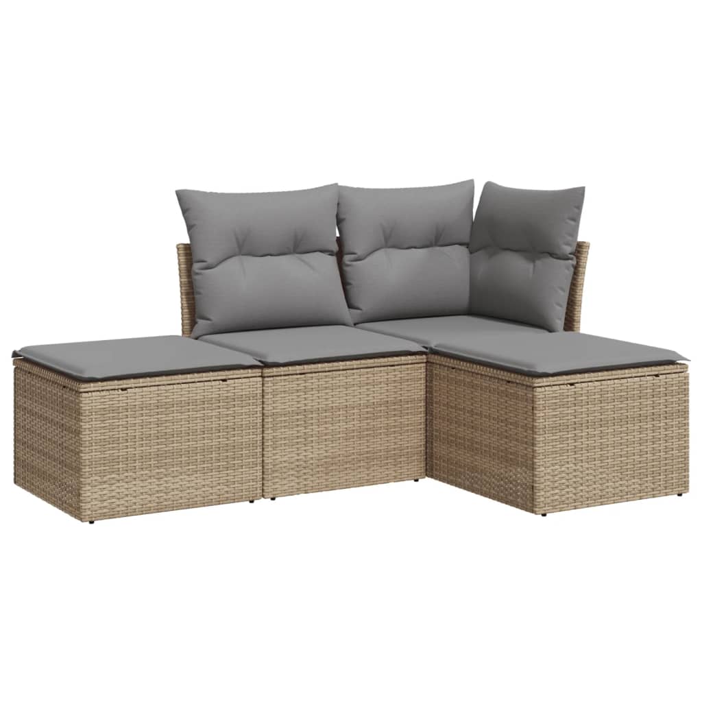 vidaXL Ensemble de canapés de jardin 4 pcs avec coussins en résine tressée beige