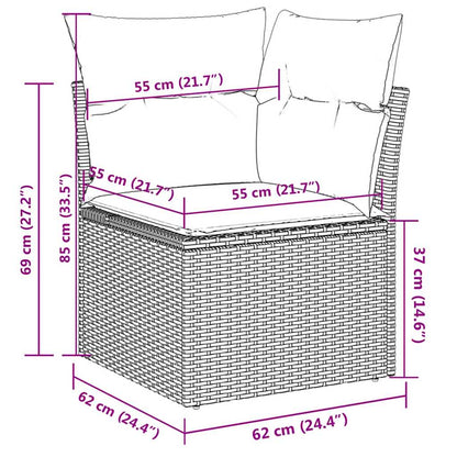 vidaXL 4-tlg. Garten-Sofagarnitur mit Kissen Schwarz Poly Rattan