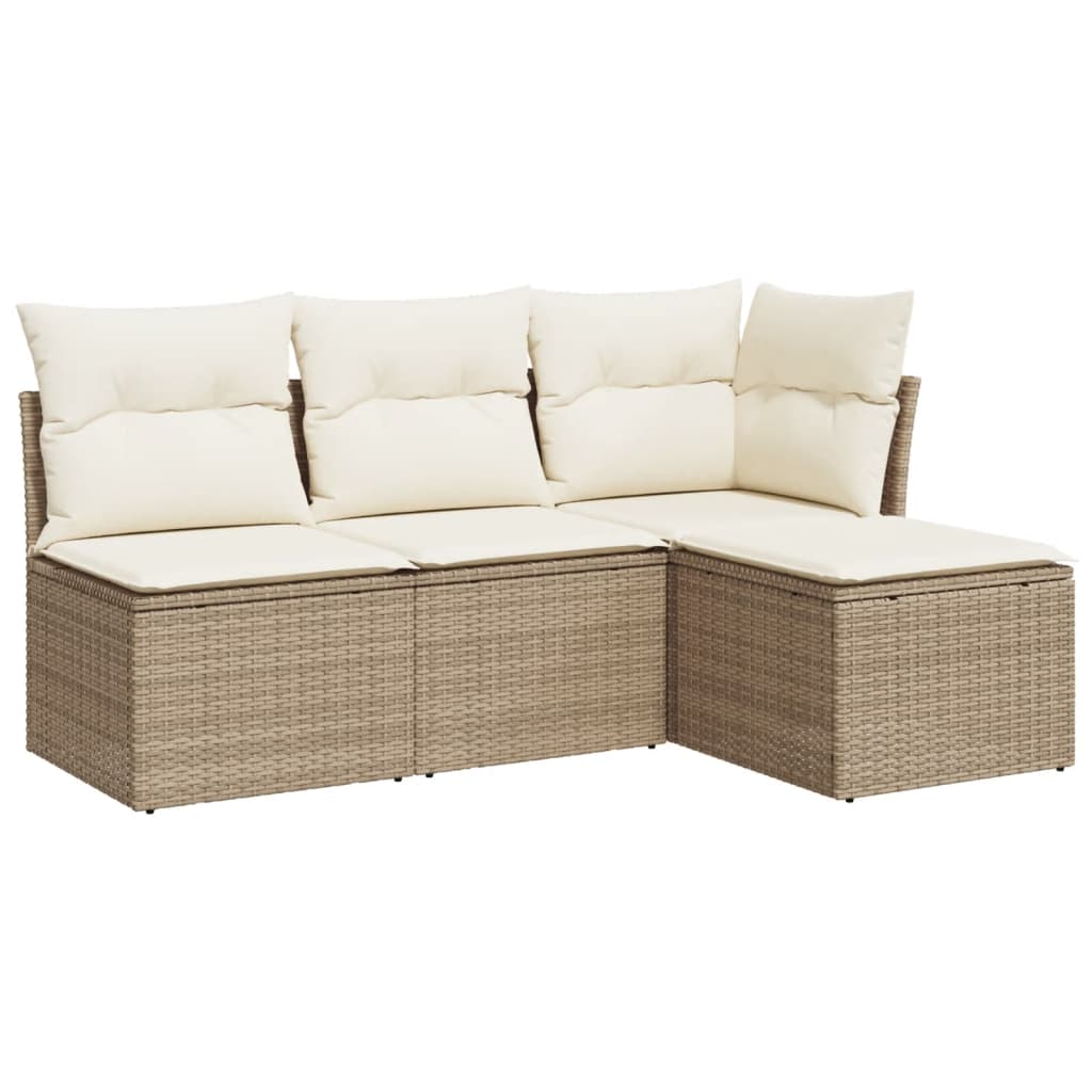vidaXL Ensemble de canapés de jardin 4 pcs avec coussins en résine tressée beige