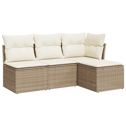 vidaXL Ensemble de canapés de jardin 4 pcs avec coussins en résine tressée beige