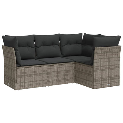 vidaXL Salon de jardin 4 pcs avec coussins Gris Résine tressée
