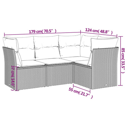 vidaXL Salon de jardin 4 pcs avec coussins Gris Résine tressée