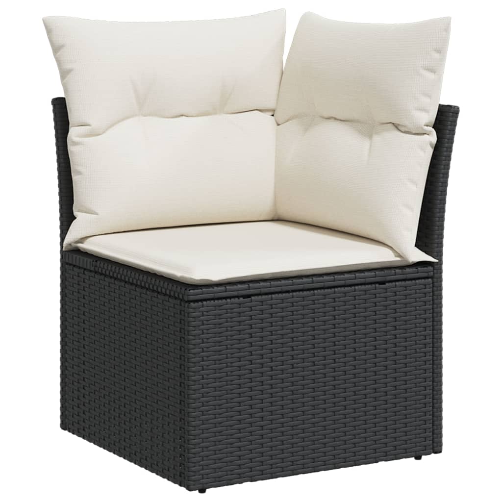vidaXL Salon de jardin 10 pcs avec coussins Noir Résine tressée