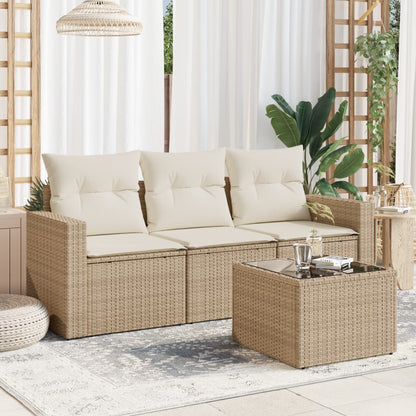vidaXL Ensemble de canapés de jardin 4 pcs avec coussins en résine tressée beige