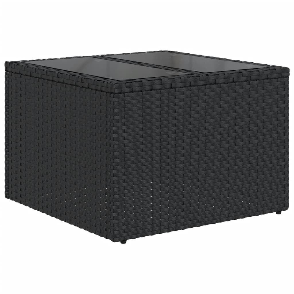 vidaXL Salon de jardin 9 pcs avec coussins Noir Résine tressée