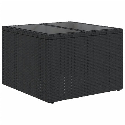 vidaXL Salon de jardin 9 pcs avec coussins Noir Résine tressée