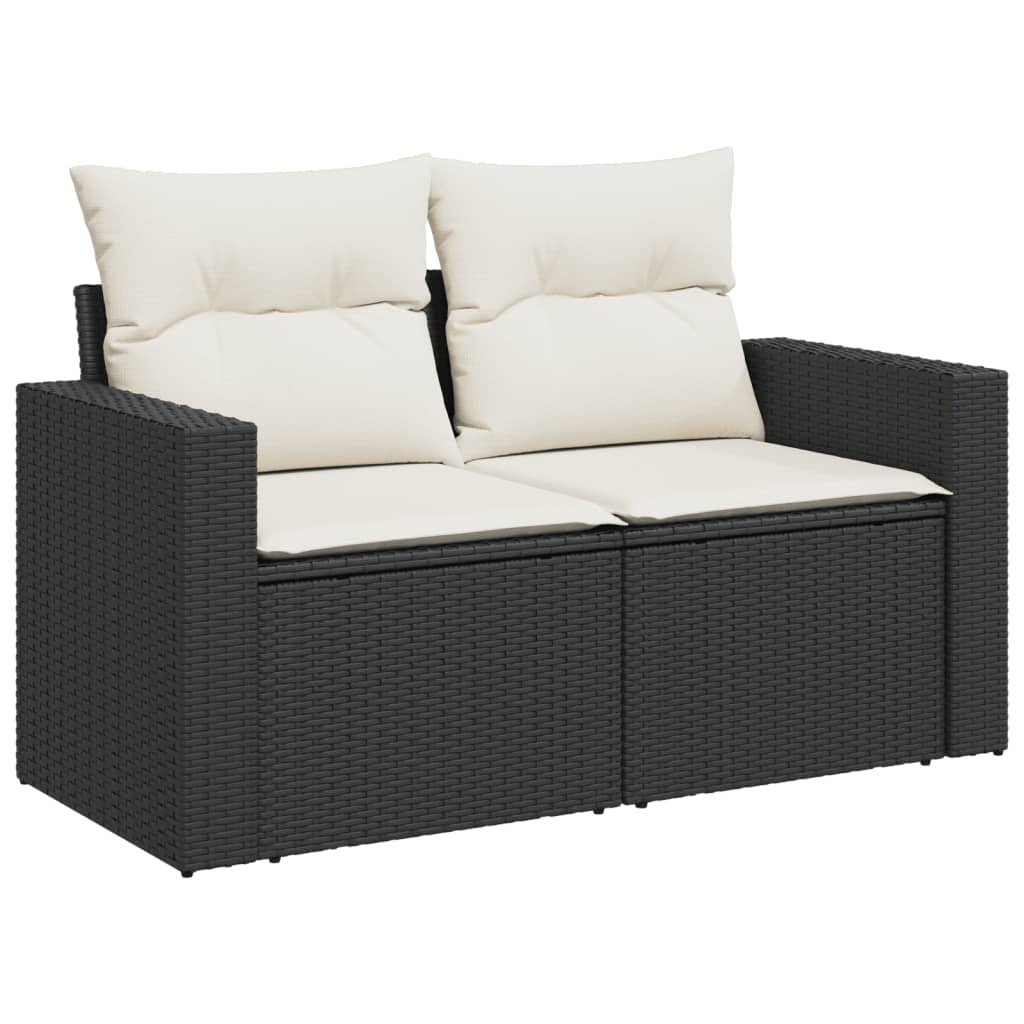 vidaXL Ensemble de canapés de jardin 5 pcs avec coussins, résine tressée noire