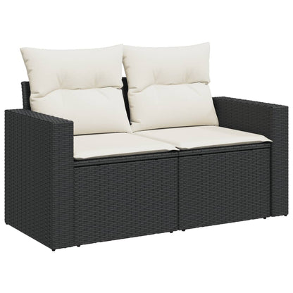 vidaXL Ensemble de canapés de jardin 5 pcs avec coussins, résine tressée noire
