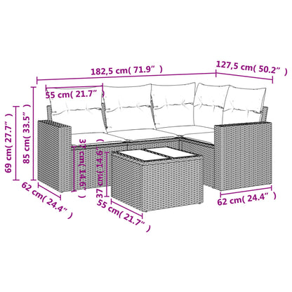 vidaXL Ensemble de canapés de jardin 5 pcs avec coussins, résine tressée noire