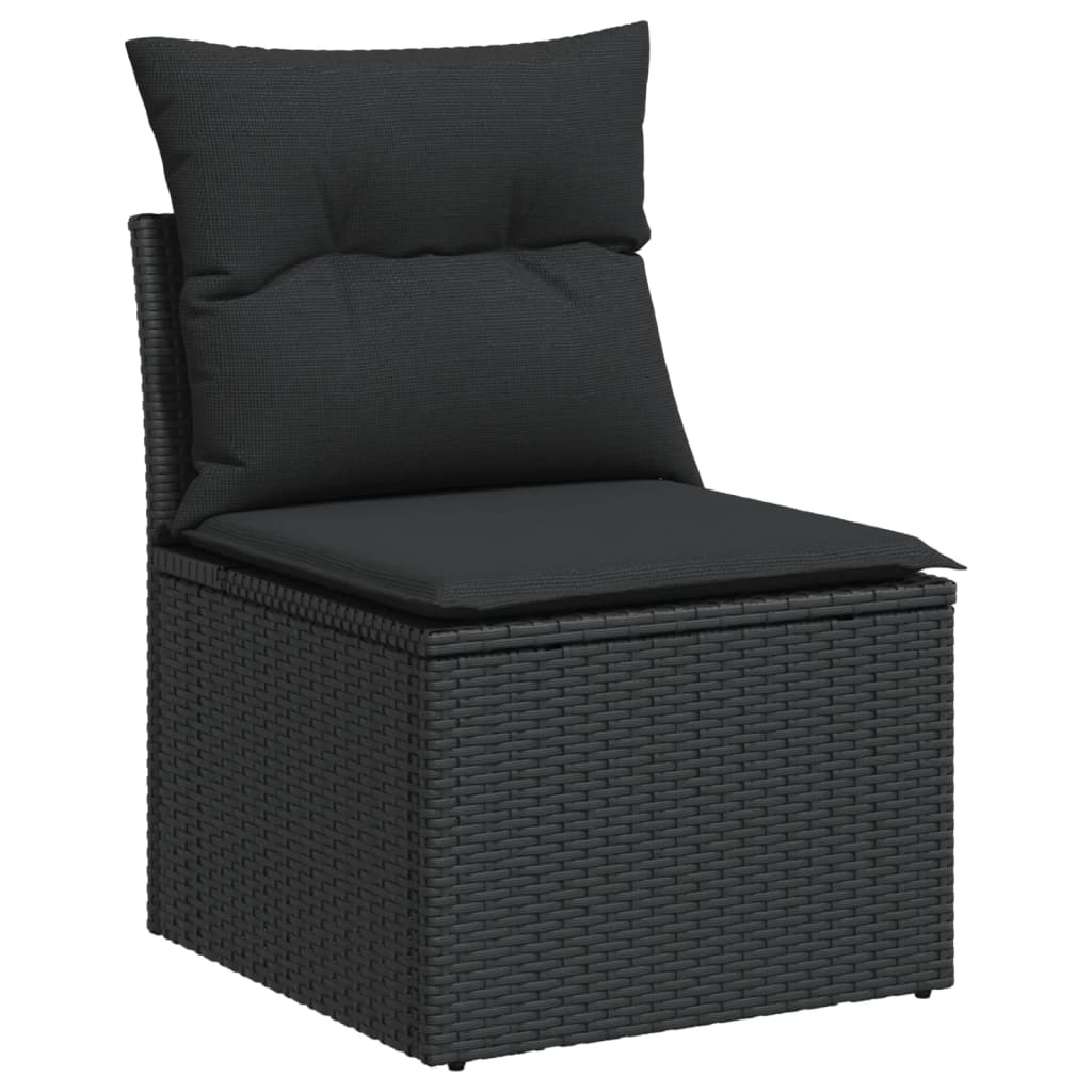 vidaXL Salon de jardin 6 pcs avec coussins Noir Résine tressée