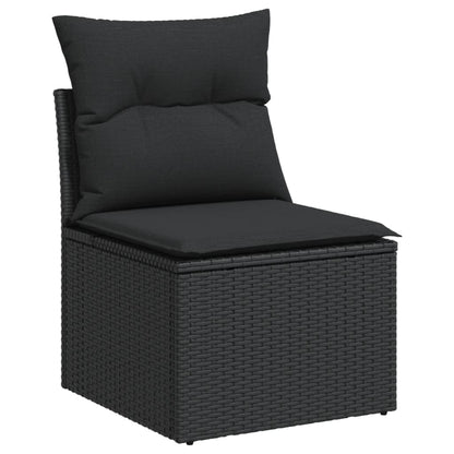 vidaXL Salon de jardin 6 pcs avec coussins Noir Résine tressée