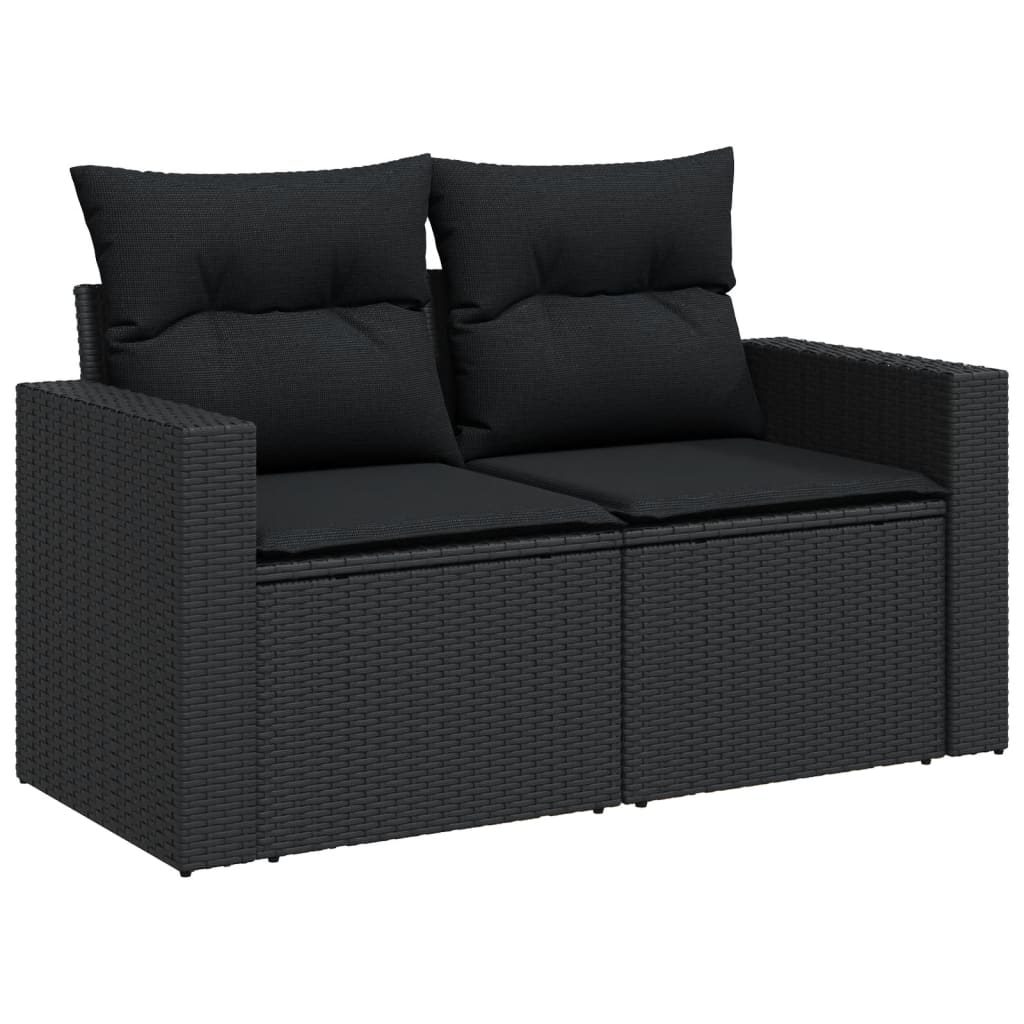 vidaXL Salon de jardin 6 pcs avec coussins Noir Résine tressée