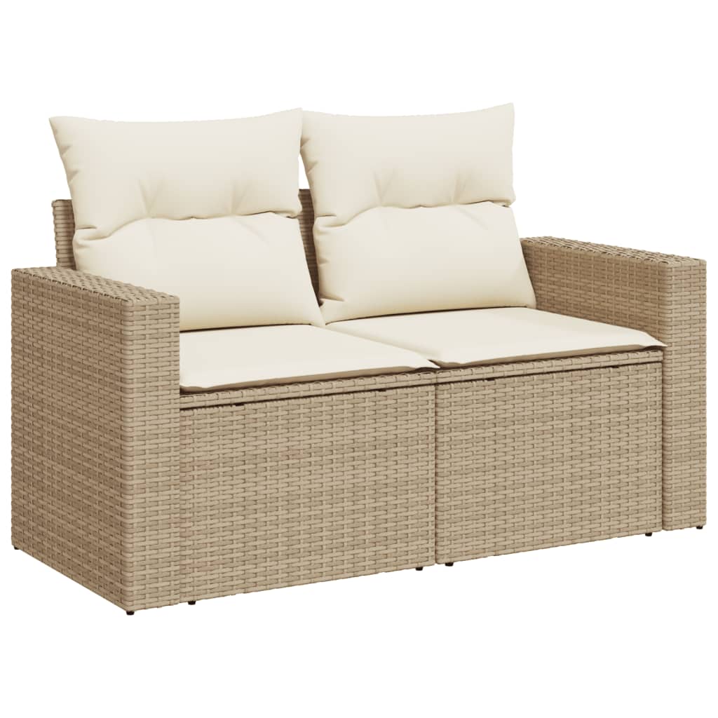 vidaXL Salon de jardin 10 pcs avec coussins beige résine tressée