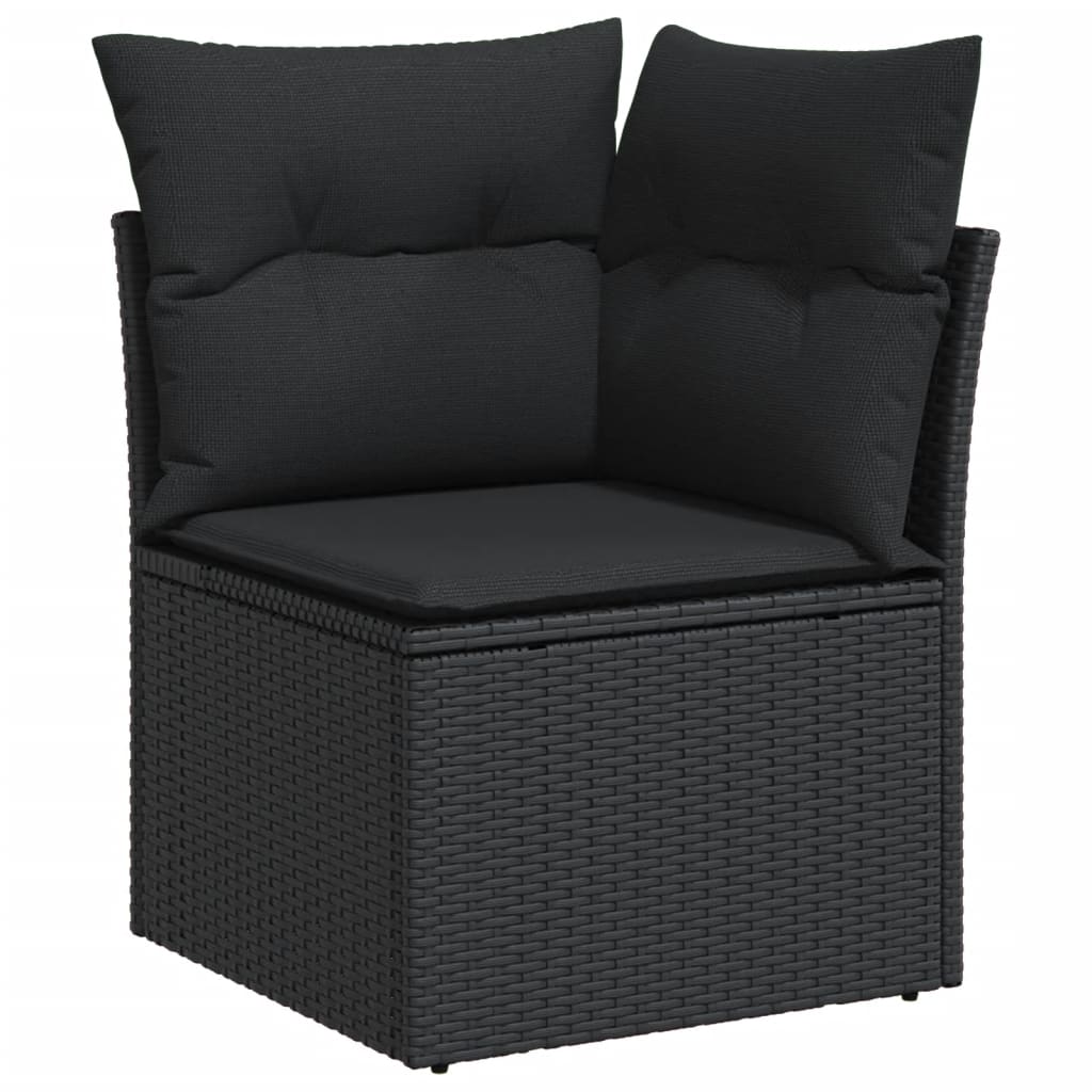 vidaXL Salon de jardin 10 pcs avec coussins Noir Résine tressée