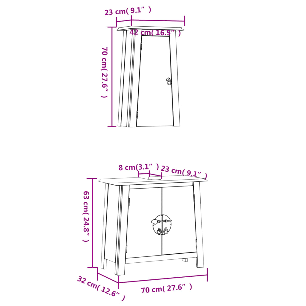 vidaXL Ensemble de meubles de salle de bain 2 pcs en bois de pin massif