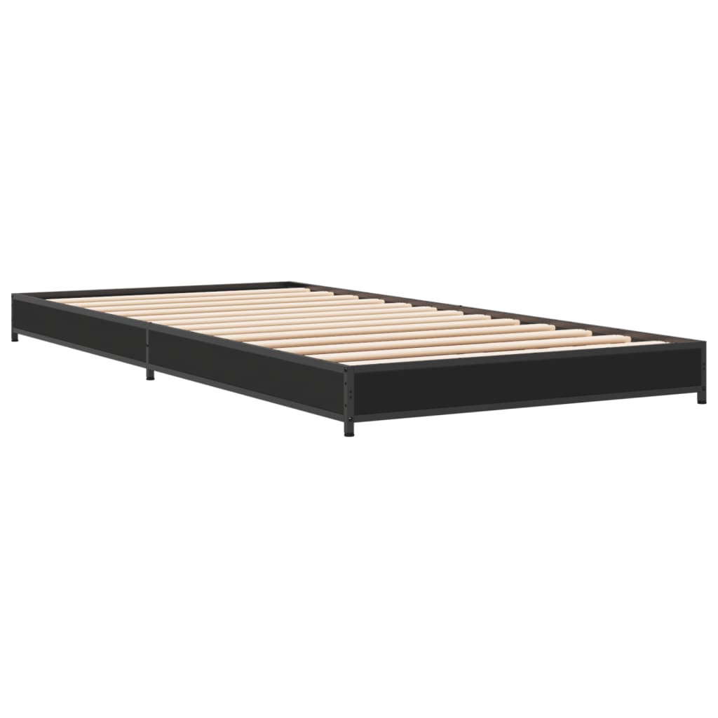 vidaXL Bettgestell Schwarz 90x190 cm Holzwerkstoff und Metall
