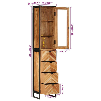 vidaXL Badschrank 40x27x190 cm Eisen und Massivholz Akazie