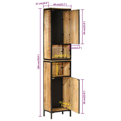 vidaXL Badschrank 40x27x180 cm Eisen und Massivholz Mango