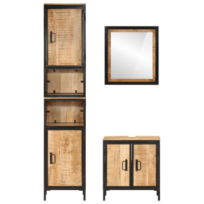vidaXL 3-tlg. Badmöbel-Set Eisen und Massivholz Mango