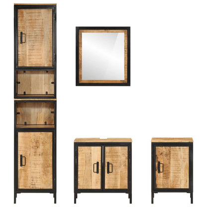 vidaXL 4-tlg. Badmöbel-Set Eisen und Massivholz Mango