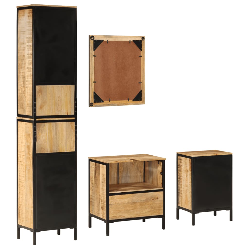 vidaXL 4-tlg. Badmöbel-Set Eisen und Massivholz Mango