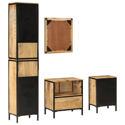 vidaXL 4-tlg. Badmöbel-Set Eisen und Massivholz Mango