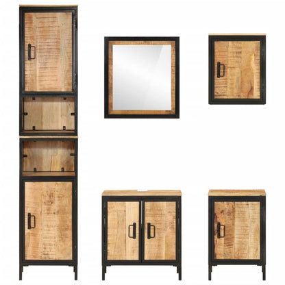 vidaXL 5-tlg. Badmöbel-Set Eisen und Massivholz Mango