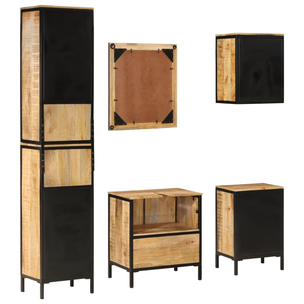 vidaXL 5-tlg. Badmöbel-Set Eisen und Massivholz Mango