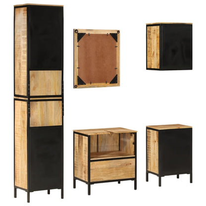 vidaXL 5-tlg. Badmöbel-Set Eisen und Massivholz Mango
