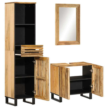 vidaXL 3-tlg. Badmöbel-Set Raues Mangoholz