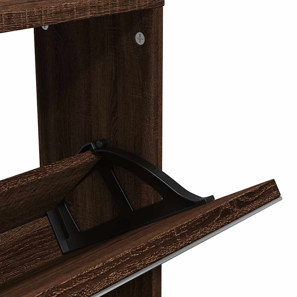 Schuhschrank mit Spiegel 5 Fächer Braun Eiche 63x17x169,5 cm