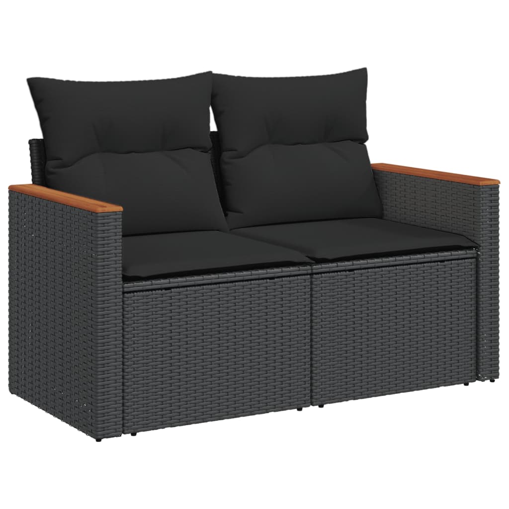 vidaXL Ensemble de canapés de jardin 4 pièces avec coussins, résine tressée noire